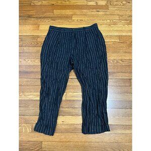 Lauren Ralph Lauren Pants Women's Size 14 High Rise Black Pin Stripe Linen